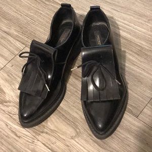 Zara Black Pointer Toe Loafers Size 7